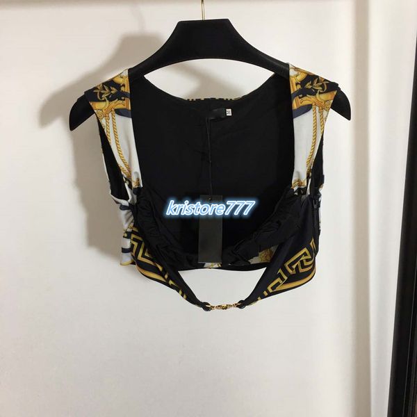 

2020 women slim t-shirt tee vest bra with letter circle metal pullover sleeveless girls runway fashion casual outwear underwear shirts, Black