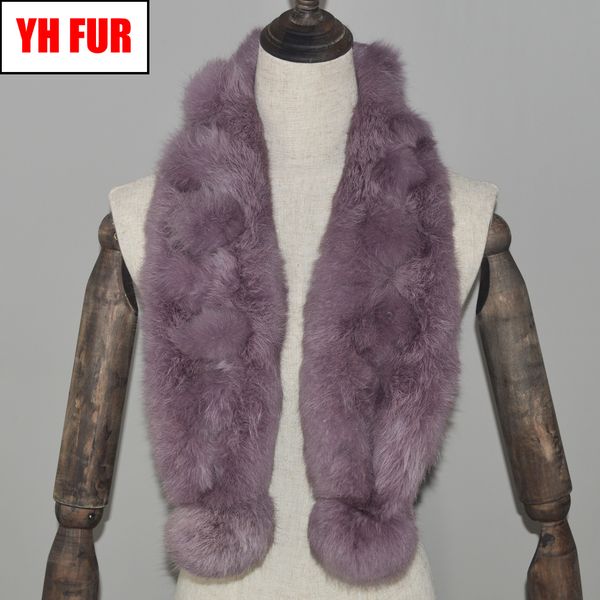 

real winter natural 2019 fur scarf women knitted genuine rabbit fur ring scarves lady warm soft real rabbit fur mufflers shawls, Blue;gray
