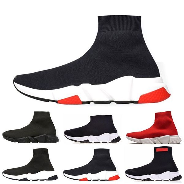 

2019 new arrivals designer fashion luxurys for women men speed trainer off red triple black flat casual shoes sock boots mens shoes