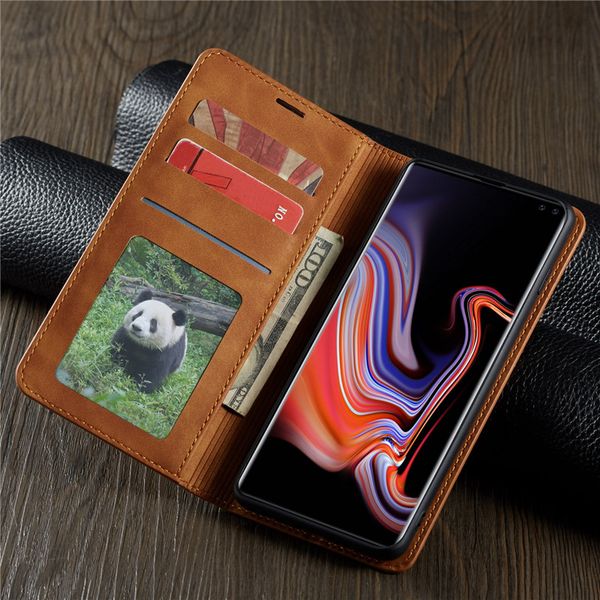 

magnet leather flip cases for samsung s10 plus s10e a50 a70 card slot wallet case for galaxy j4 s8 s9 note9 back cover