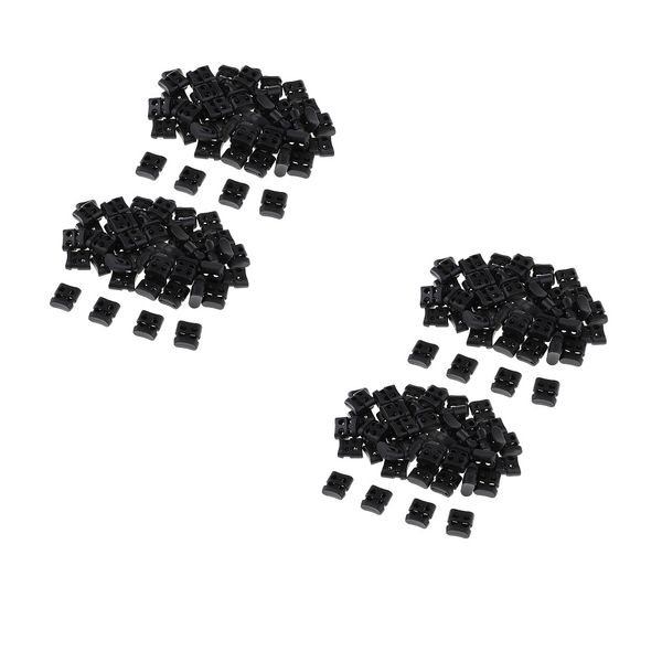 

200pcs black plastic non-slip double hole string cord locks for shoelace bag