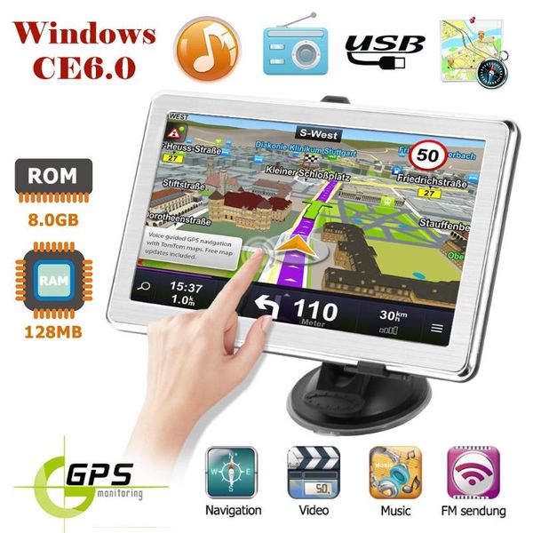 

x8 7 inch touch screen ultra thin car truck gps navigation system portable 8gb gps navigator fm transmitting touch screen hd