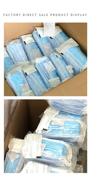 

100pcs fast shipping in stock dust-proof masks with elastic earrings 3 layers disposable anti dust virus mouth protective face masks dhl