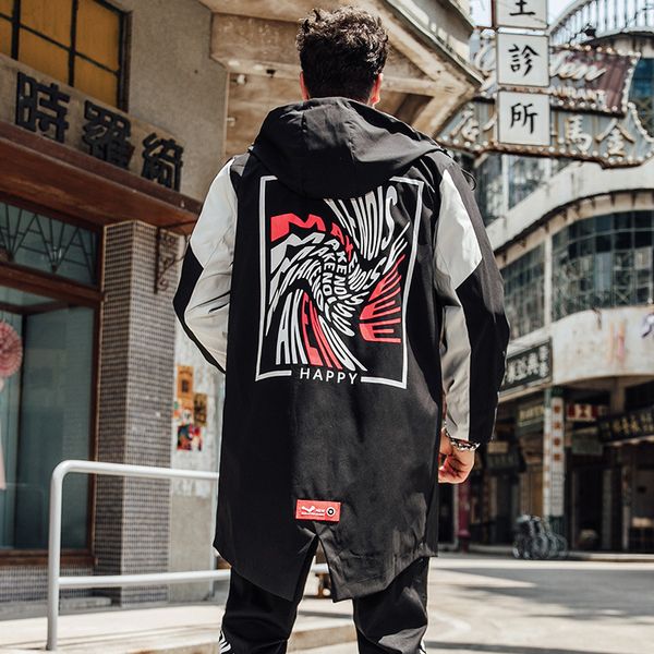 

популярный логотип осень большие ярды мужская ветровка с капюшоном мужчины свободно плюс размер удобрения 9802 ветрозащитное пальто, Tan;black