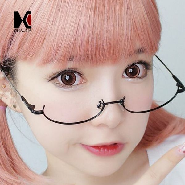 

shauna ultralight kawaii small oval eyeglasses frame metal half frame no/with lens glasses girl, Black