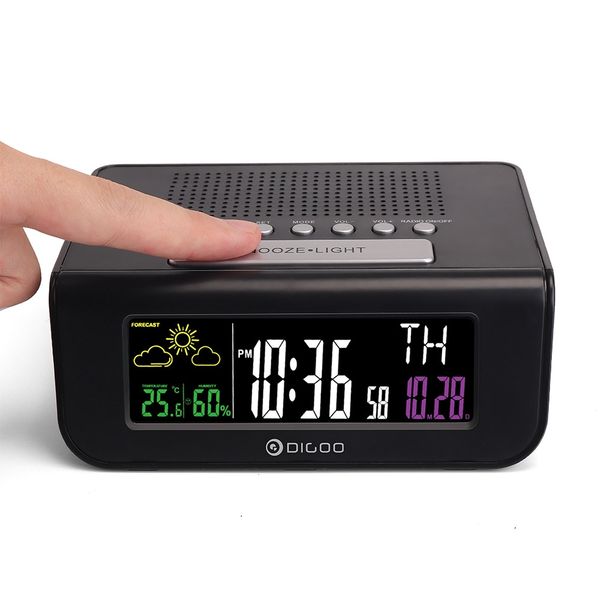 

digoo dg-fr100 wireless fm radio clock digital snooze alarm clock dual-alarm weather forecast calendar temperature humidity other clocks a