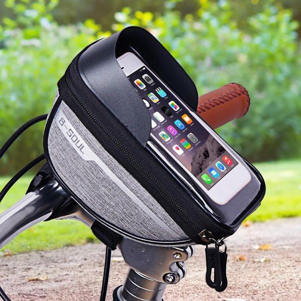 

bike head tube handlebar cell mobile phone bag case holder case pannier waterproof touchscreen polyester bicicleta accessories