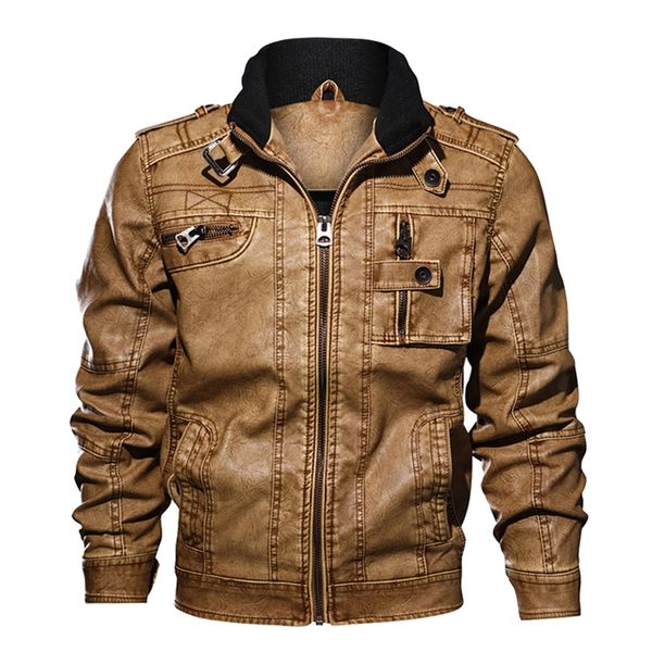 

пу куртки кожи мужчины пальто осень slim fit поддельной кожа мотоцикла куртки мужского пальто куртки пальто мужчина большого размер 6xl 7xl, Black