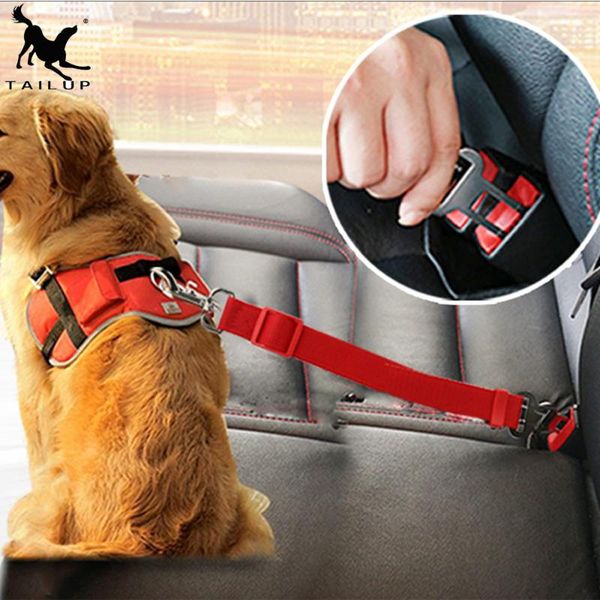 

[tailup] dog car seat belt safety protector travel pets accessories dog leash collar breakaway solid car harness py0006