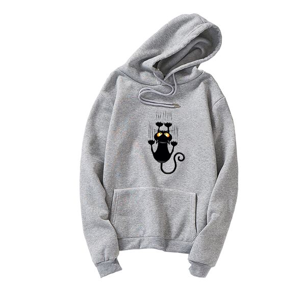 

women fleece sweatshirt kawaii black cat printed long sleeve oversized hoodies men jumper casual harajuku hooded pullover