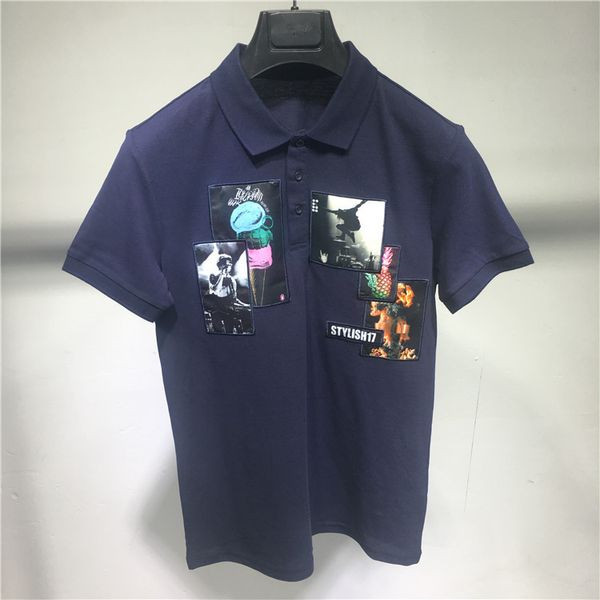 

Mens GC Polo Tshirts Fashion Patchwork Short Sleeved Tees Designer Printed Shirts Striped Lapel Homme Tops