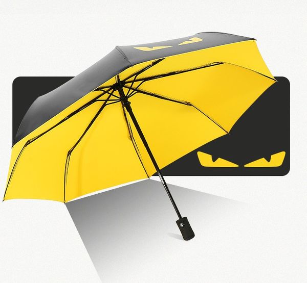 HOS Devil's Eye Sonnenschirm, faltbar, schwarzer Kunststoff-Regenschirm, automatischer Regenschirm, doppelter Verwendungszweck, Sonnenschutz, UV, vollautomatische Aufbewahrung