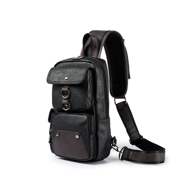 

promotion 2018 new come vintage pu leather men's shoulder bag small chest bag sling messenger fashion travel crossbody bags