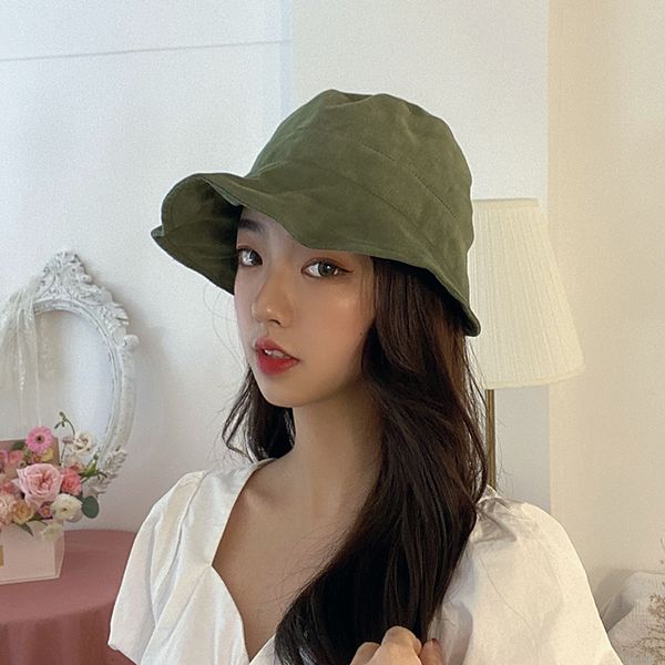 

10 шт. / лот шикарный японский сплошной цвет рыбак ведро шляпа лето короткие поля солнца шляпа женская мода открытый бассейн шапки, Blue;gray