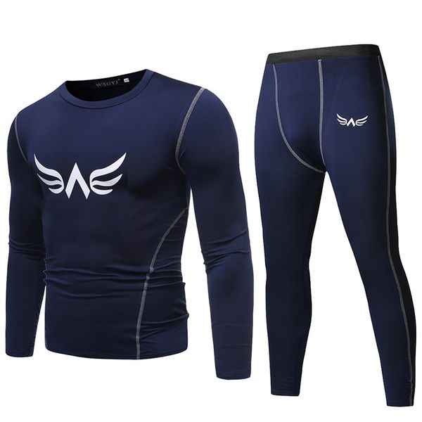 

мужские тощие фитнес 2 шт. дизайнер сплошной цвет печати пуловер trainning костюмы мужская активная одежда, Gray