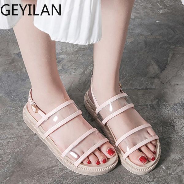 

2019 summer ladies sandals wind toe open toe roman strap shoes flat-with beach female shoes zapatillas mujer#g4, Black