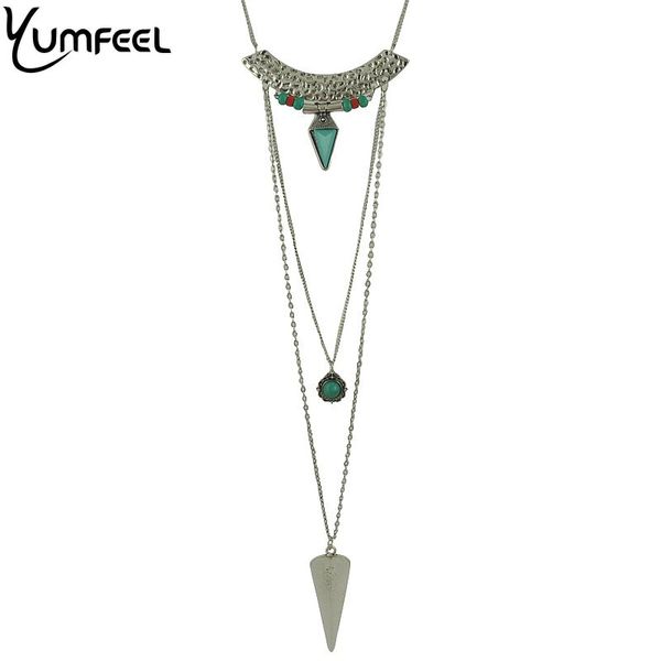 

yumfeel new vintage bohemia jewelry multi layer pendants necklace for woman beach boho jewelry gifts, Silver