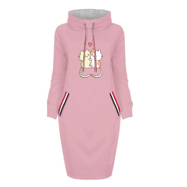 

womens brand spring dress ladys cartoon cat print dresses girls solid color casual dress 2020 new fashion sweet trend 9style, Black;gray