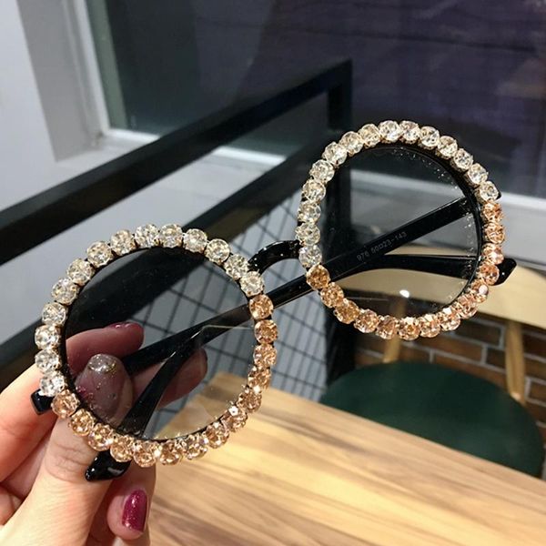 

2019 round sunglasses women vintage black crystal mix rhinestone sun glasses for kids small sun glasses oculos de sol uv400 lfkia, Blue