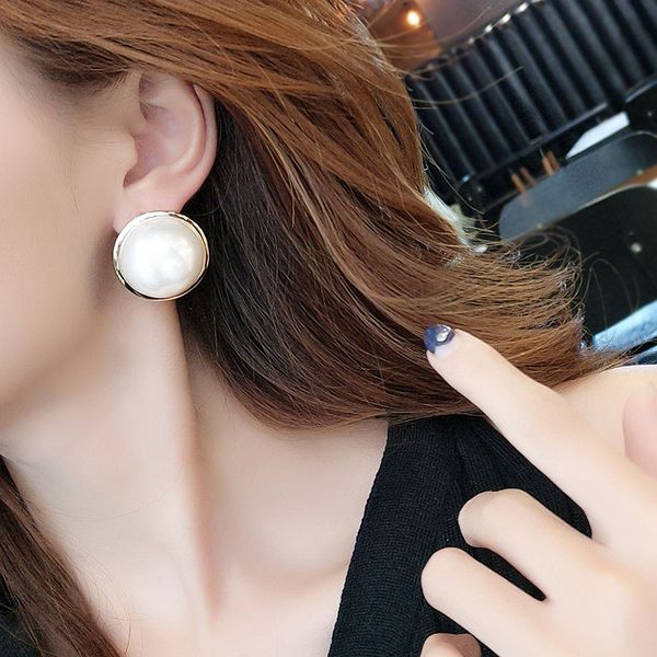 

big pearl earrings womens new fashion temperament earrings womens cool fashion exaggerated net red all-match european and american style ear, Silver