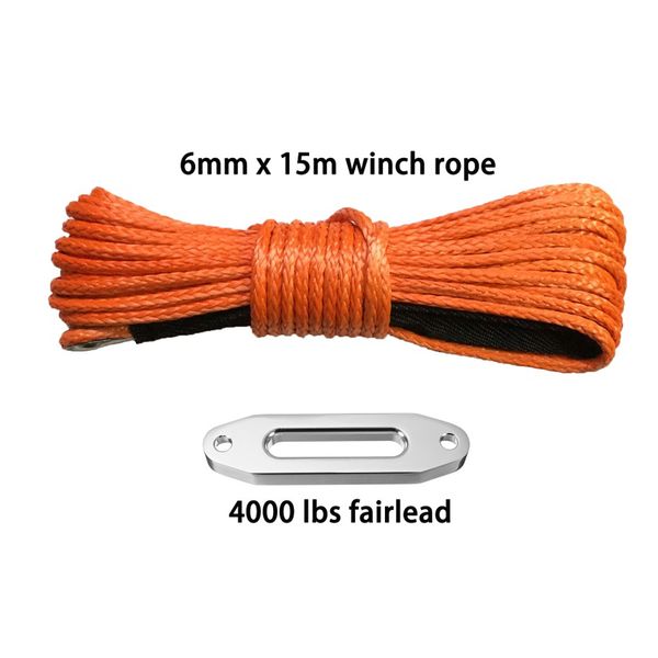 

6mm*15m with 4000lbs fairlead atv winch line,off road rope,synthetic winch rope 6mm,boat cable,utv accessaries