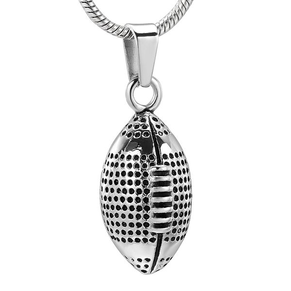 

ijd11941 urn jewelrystainles steel rugby cremation jewelry men/boy's pendant keepsake memorial urn necklace hold ashes of loved one, Silver