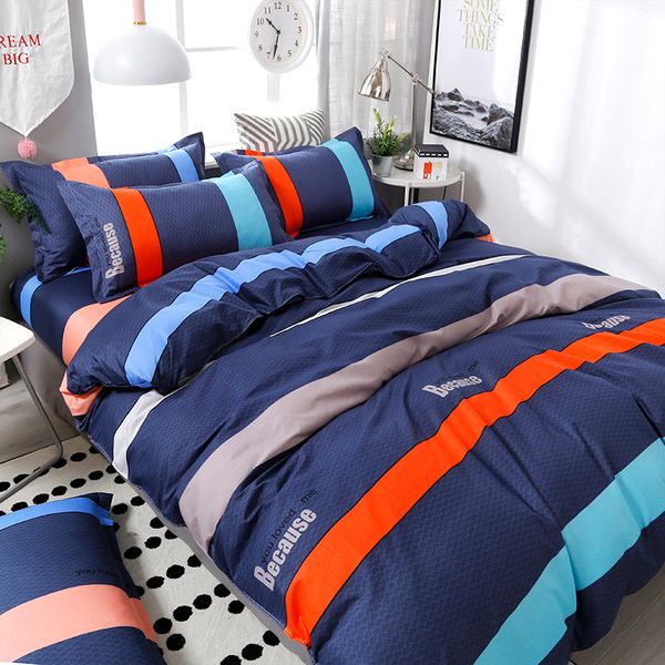 

3/4pcs/set brief stripe printing textile bedding set include duvet cover &sheets&pillowcases cover comfortable home bed set