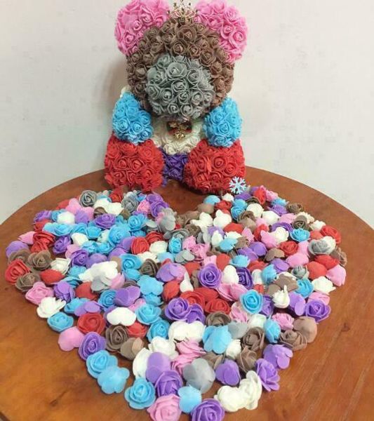 

500pcs 3cm pe foam gauze rose flower head diy handmade wedding home party decor banquet birthday decoration