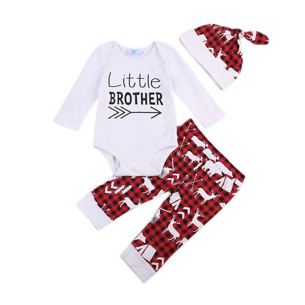 

Xmas Little Brother Red Deer 2019 Newborn Baby Boy Romper Pants Leggings Hat 3Pcs Outfit