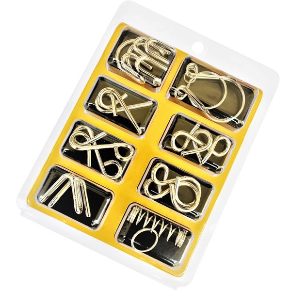 

8pcs/set metal wire anti stress mind game fun children brain teaser magic trick iq test challenges educational logic