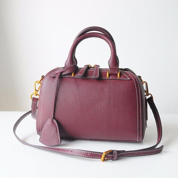 

head layer cowhide boston pillow package leisure time hand bill of lading shoulder messenger genuine leather woman package