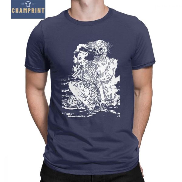 

men's suehiro maruo worm ghost t-shirts flcl horror vintage round neck short sleeve clothes 100% cotton tees gift idea t shirt, White;black