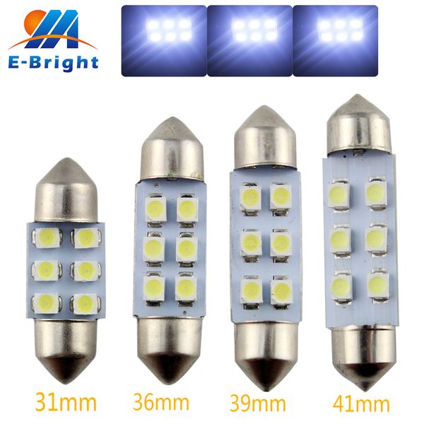 

10-200pieces 31mm 36mm 39mm 41mm 1210 6 smd universal vehicle auto car interior festoon dome led light bulbs lamp dc12v