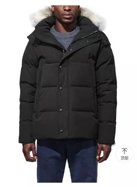 

real coyote fur mens canadian cg wyndham down parka jacket warm outdoor coat wind waterproof extreme weather fusion fit, Black