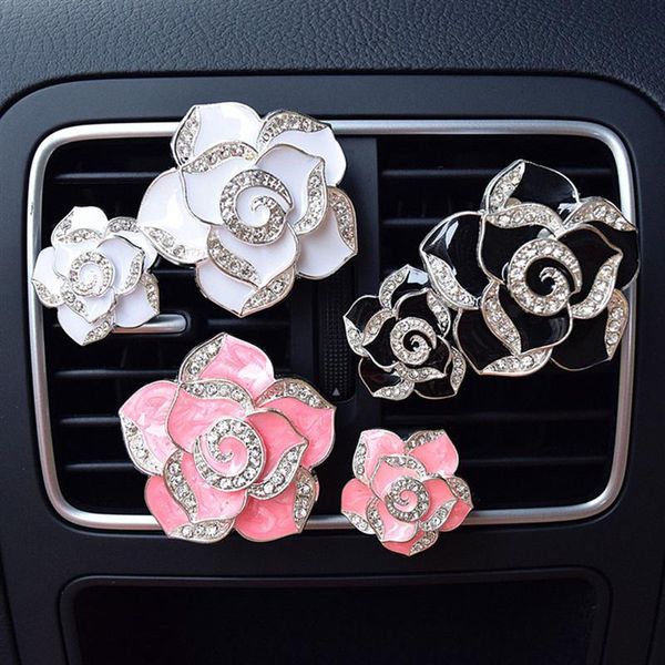 

1pair auto car ornament abs camellia aroma perfume diffuser automobiles decoration vents outlet fragrance clip air freshener