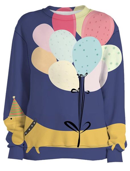 

men's hoodies & sweatshirts dog tied balloon for valentines day blouse 3d digital polyerster men sportswear workout cotton smooth, Black