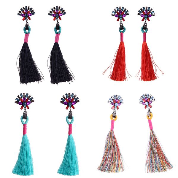

jocestyle 2017 new fashion statement jewelry tassel long earring for women 4 colors wedding dangle drop earrings wholesale ba, Silver
