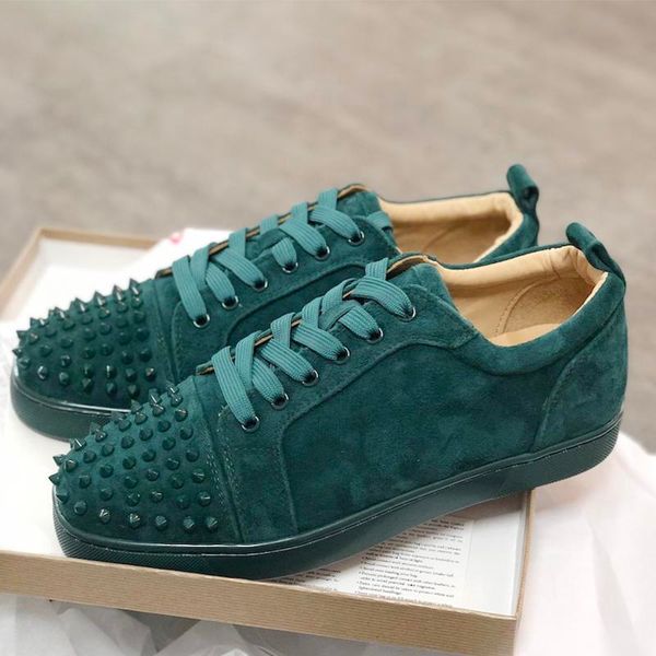 

2019 Hot Designer shoes Red Bottom junior Studded Spikes Sneakers mens real leather trainers Party shoes