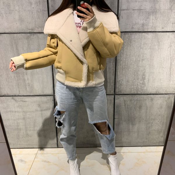 

ladies suede jacket women lamb suede leather jacket shearling, Black