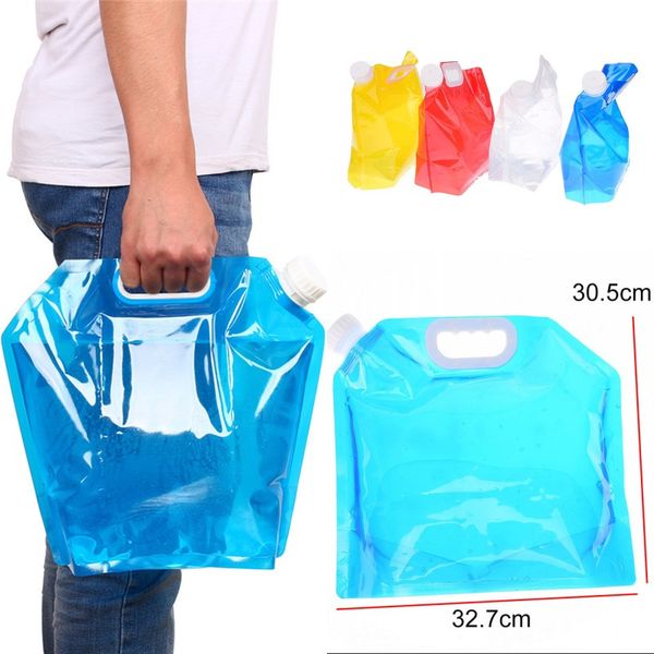 5L Outdoor Folding saco de água dobrável Água potável Bolsa para Actividades ao ar livre Caminhadas Camping Picnic churrasco