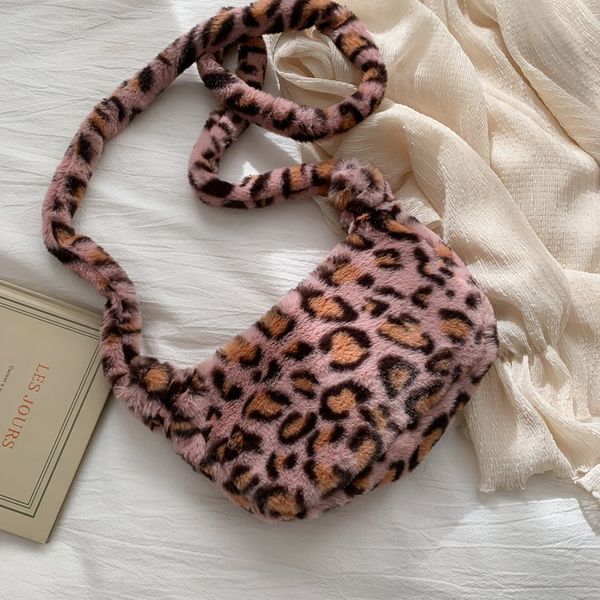 

women's plush handbag soft faux fur leopard print zebra pattern women bag korean ladies party casual tote animal shoulder bags