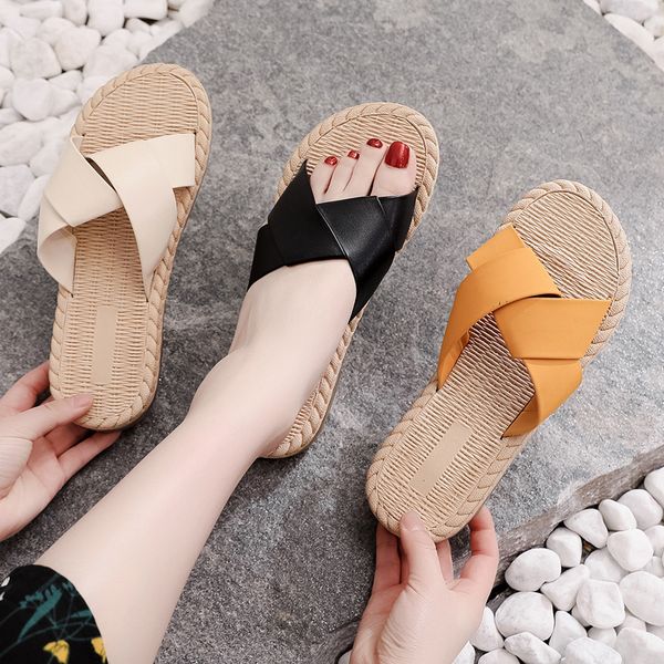 

flat shoes female summer woman beige heeled sandals low rubber slippers slides fur flip flops slipers women beach, Black