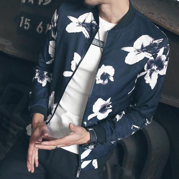 

2019 autumn and winter hip hop jacket men's slim flower pilot pilot jacket men's collar collar us size, Black;brown