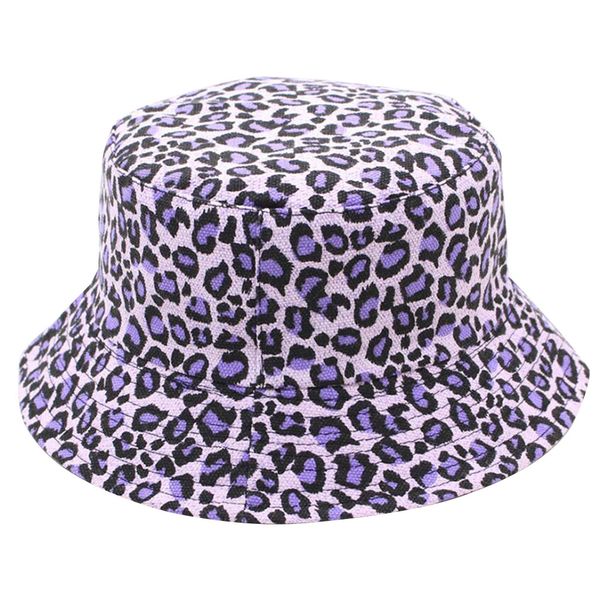 

men women sunshade foldable portable outdoor casual daily leopard print fashion double sided bucket hat summer dome colorful