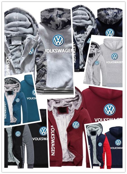 

2019 winter hoody volk wagen car logo print men women warm fleet hoodie autumn clothe weat hirt zipper jacket fleece hoodie treetwear, Blue;black