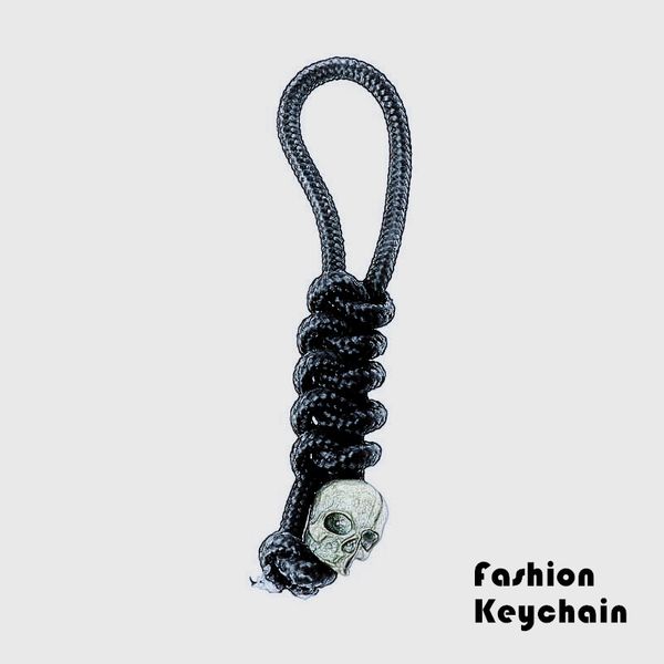 

skeleton skull pendant keychain woven rope umbrella mountaineer survival key chain christmas halloween decoration gifts, Silver