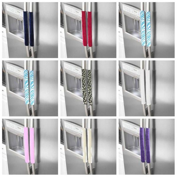 

2pcs practical refrigerator door handle cover golden velvet cloth kitchen appliance decor handles antiskid protector gloves