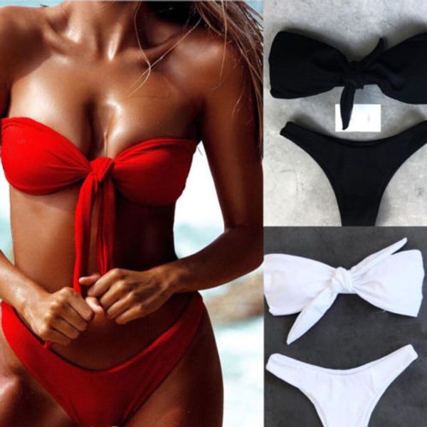 

new summer swimsuit women strapless bandeau push up bikini set swimwear