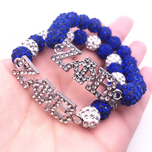 

hand-made elasticity rhinestone beads greek letters zeta phi beta sorority charm bracelets & bangles for woman girl 1pcs/lot, Golden;silver