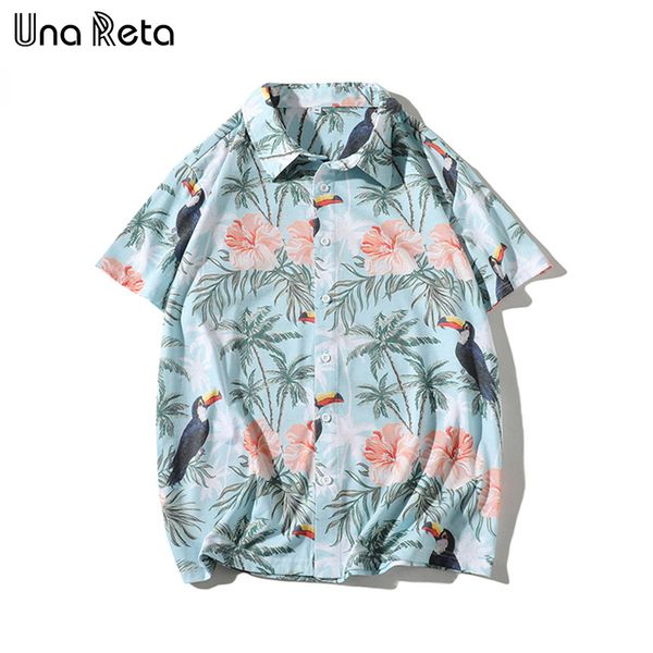 

una reta мужчины рубашка 2020 новый гаваи бич лето коротким рукавом рубашки моды случайные цветочные печати harajuku man tops dropshipping, White;black